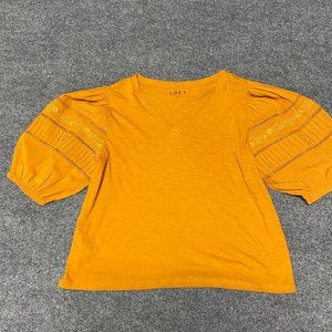 LOFT Embroidered Lace Women Top Size L